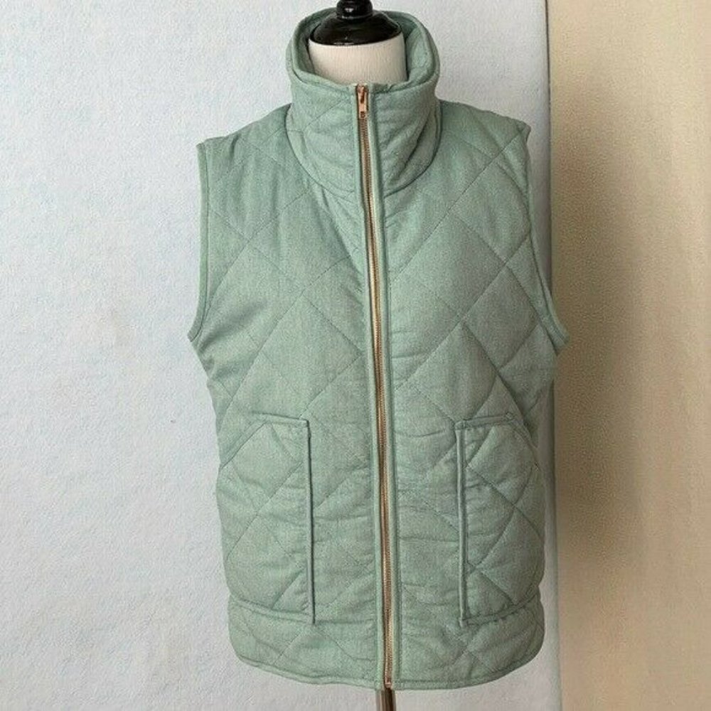 Peach Love Green Quilted Vest, Diamond Pattern, Woman's Size Large